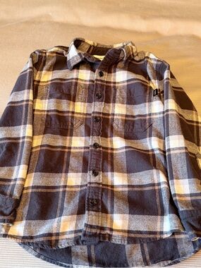 abercrombie kids gray & Cream Plaid Button-Down Shirt